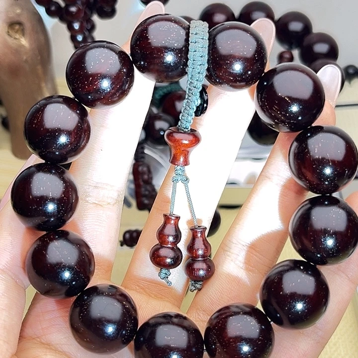 手串/手链小叶紫檀1.8x13 爆金星 酒红底