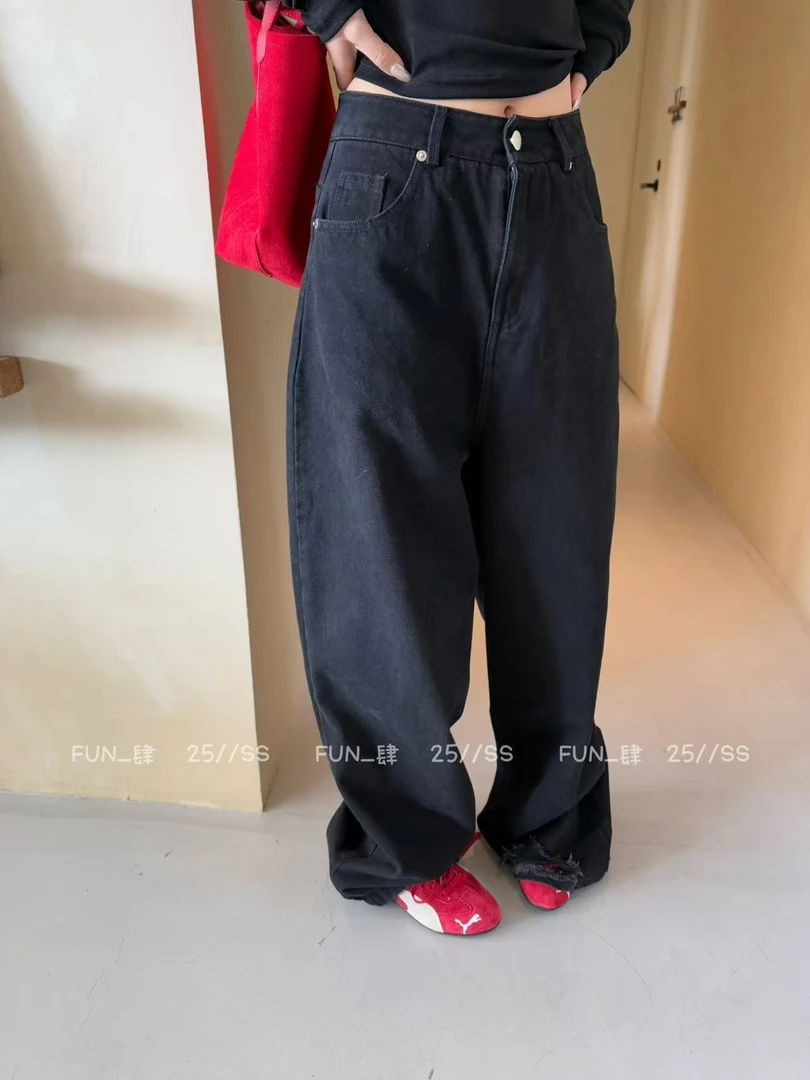 （kc）FUN 肆 （3309#）复古韩系拖地裤 （110裤长 66腰围）