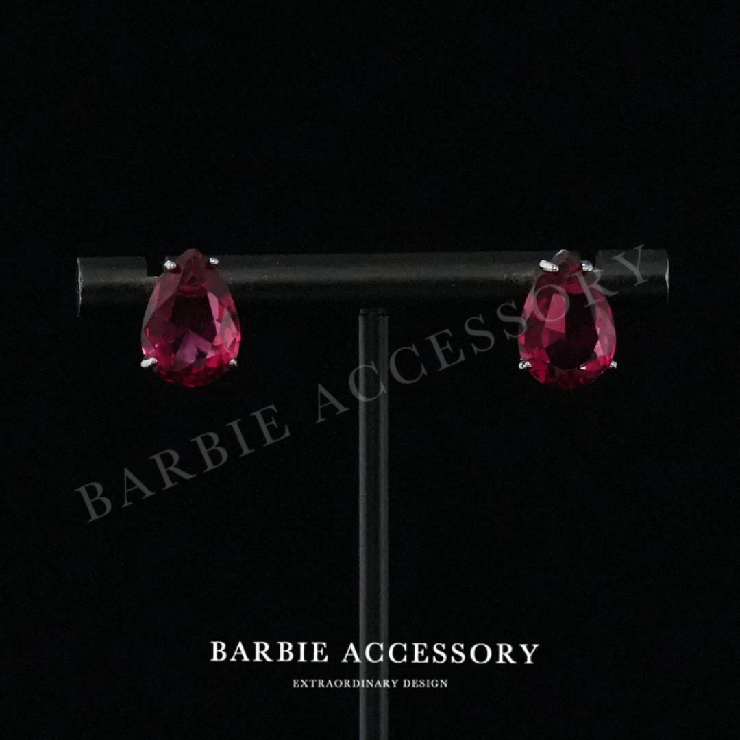 铜合金合成锆石耳饰 【星星红滴】复古法式设计款高级绝美百搭耳环