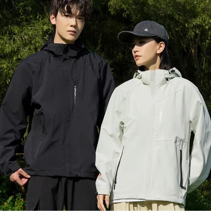 D&W男女同款2025春季新款时尚百搭冲锋衣防风防水户外运动冲锋衣