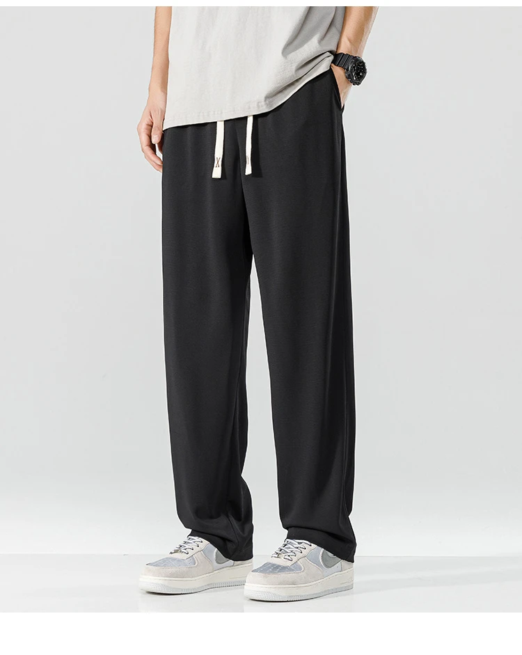 2025星级纹男装夏季薄款休闲裤松直筒裤帅气百搭显瘦垂坠感夏凉款