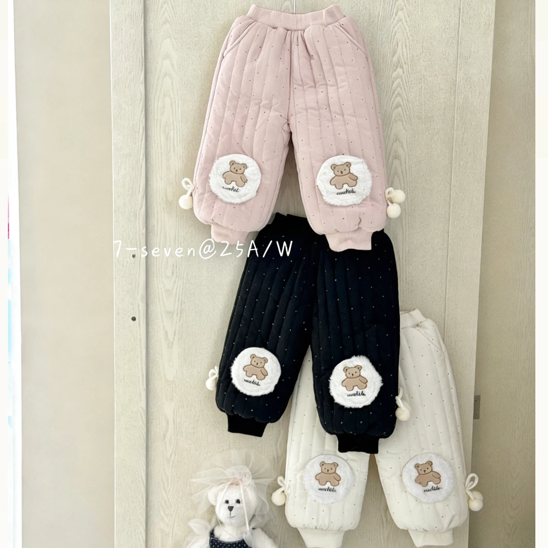 女童冬季新款加绒加厚可爱洋气保暖长裤棉裤