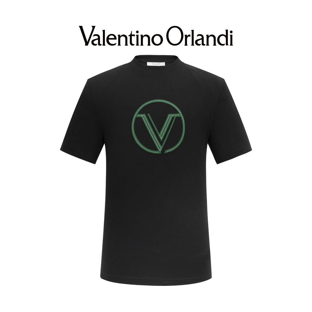 Valentino orlandi夏季时尚刺绣圆领男士舒适T恤