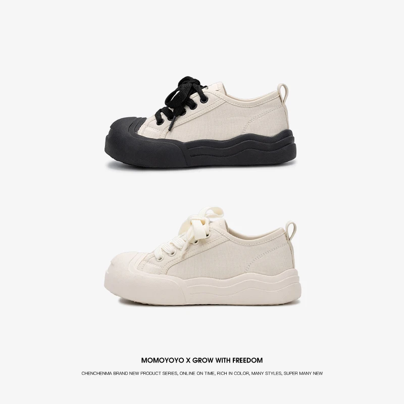 【开口笑】儿童童鞋经典帆布鞋女童开口笑魔术贴板鞋24C07002