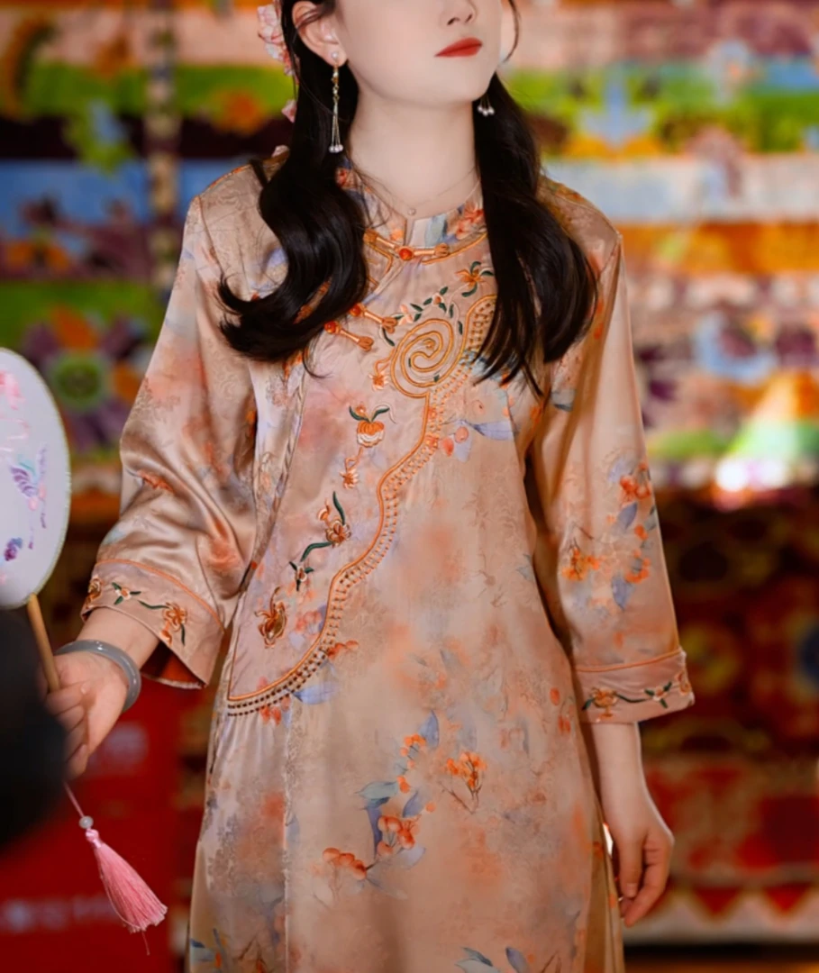 (雪媚娘 硕果累累）新中式重工刺绣金标高端新款连衣裙