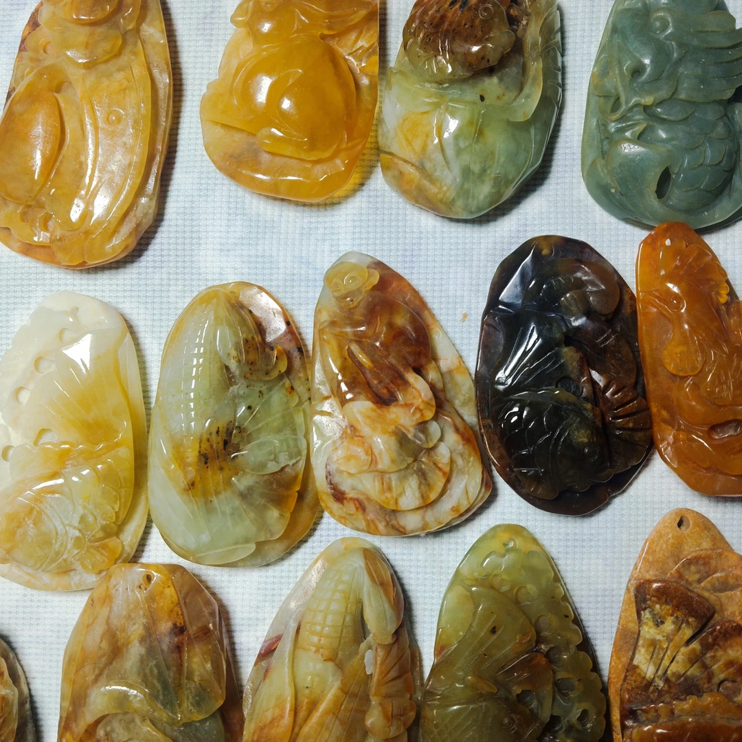 岫玉吊坠毛衣链项链天然手工随机发货女款男士俏色配绳辽宁岫岩