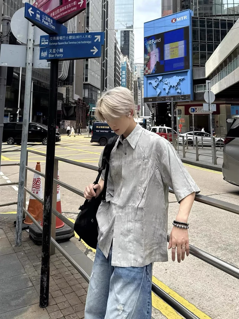 某保168！小众设计水洗纹路解构衬衫男女同款