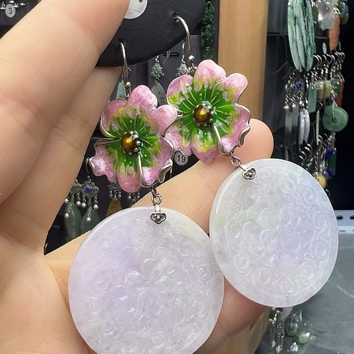 翡翠银S925镶嵌耳饰鱼*55555