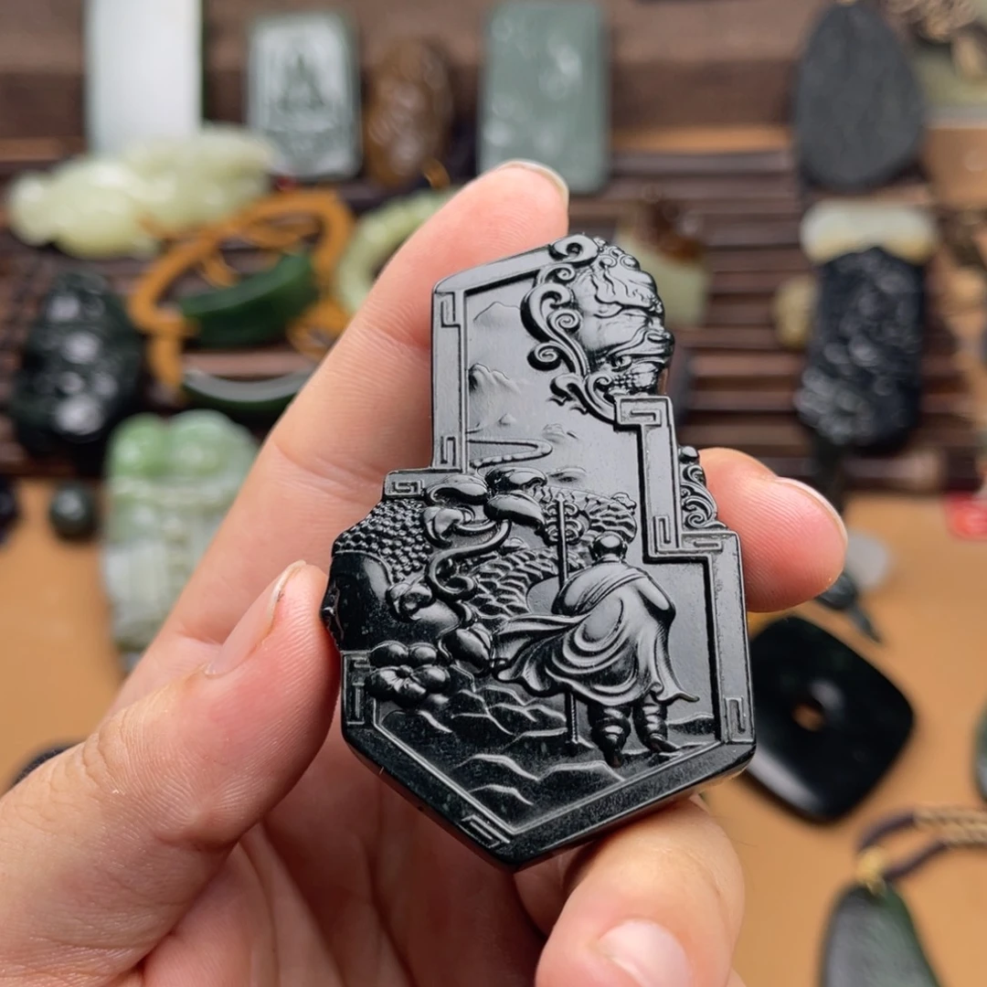 和田玉未镶嵌挂件塔青