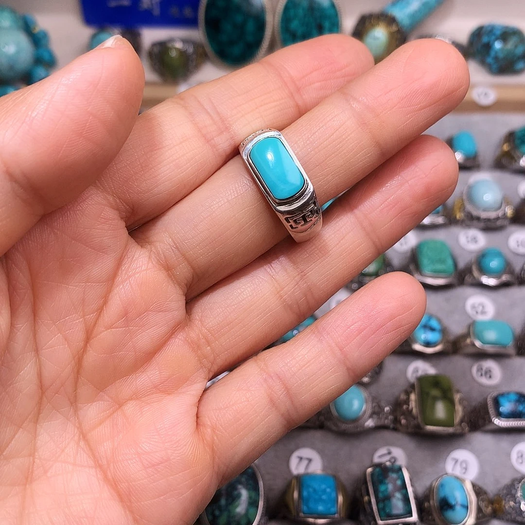 绿松石挂件银S925镶嵌