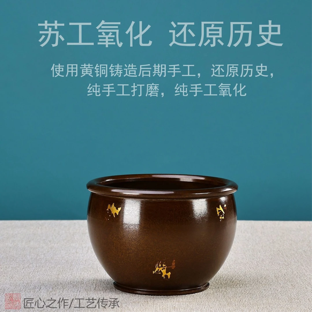 纯铜香炉 熏香炉茶渣缸 塔香炉摆件紫铜炉 宣德炉铜 盘香炉缸炉