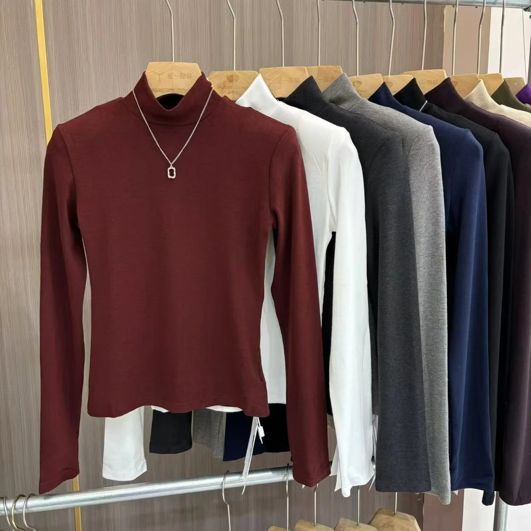 紫皇冠加绒秋冬莫斯羊戎高领长袖打底衫显瘦百搭9341修身