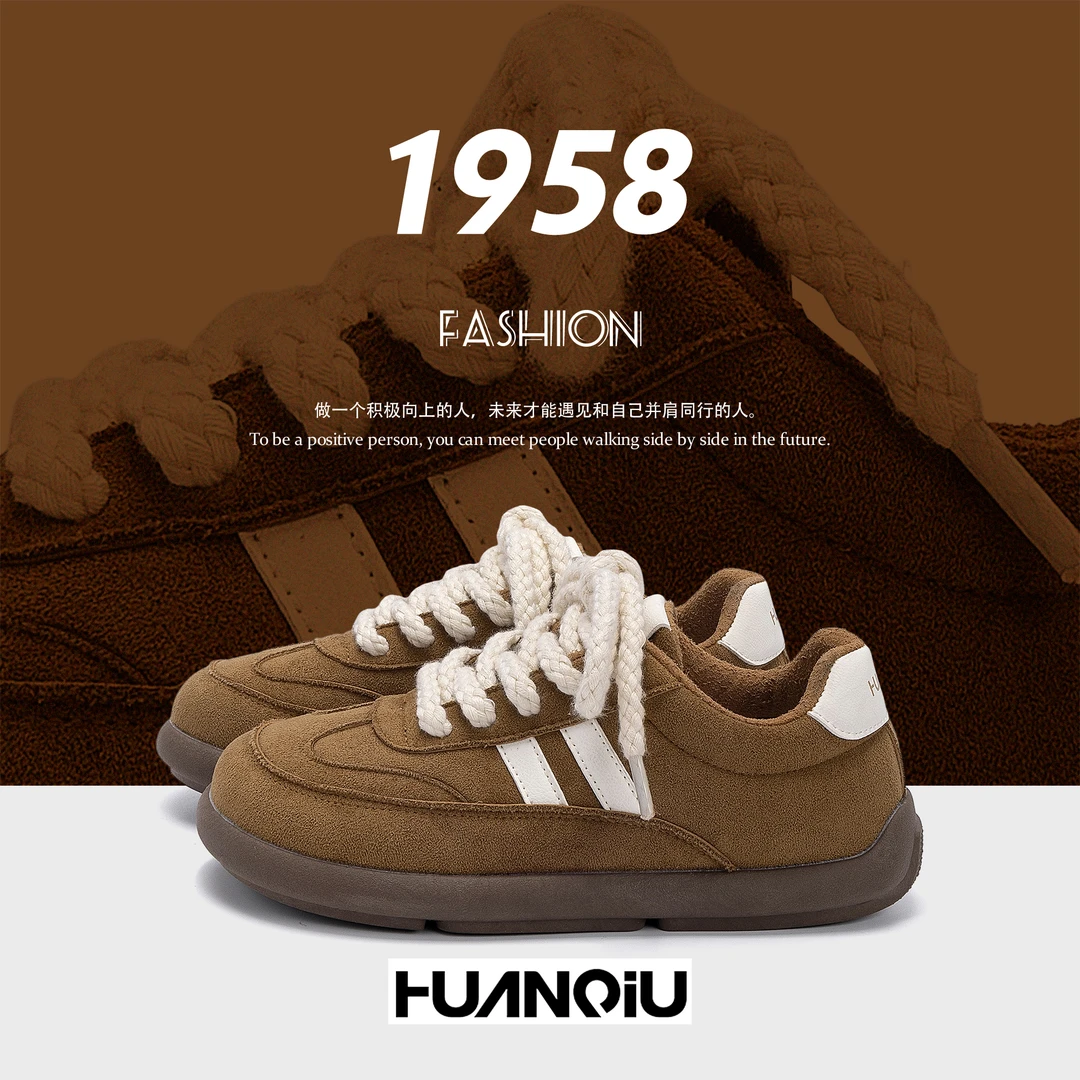 环球百搭鞋子2025秋季新款皮面舒适女士休闲鞋潮流低帮德训鞋子女