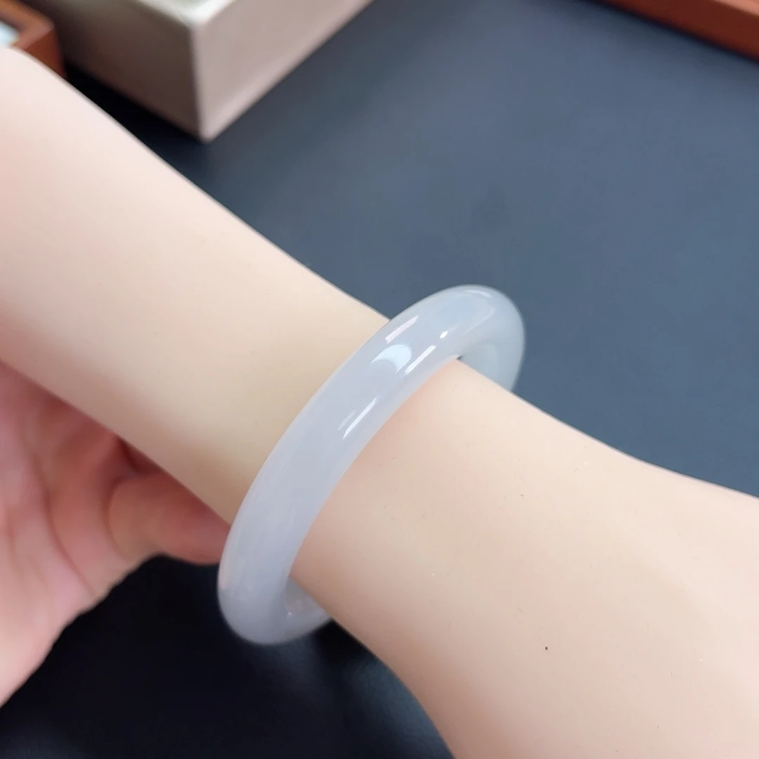 和田玉未镶嵌手镯【满圈冰紫】