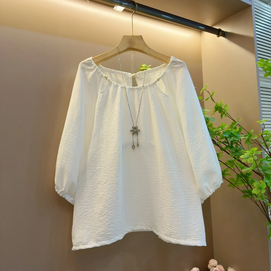 韩版时尚新款气质宽松显瘦系带设计感百搭上衣（长67左右）