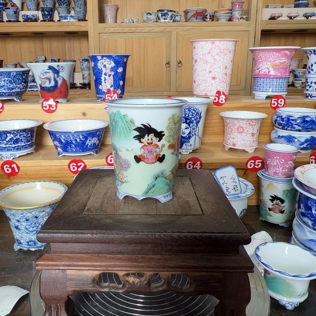 墨奈手绘陶瓷花盆