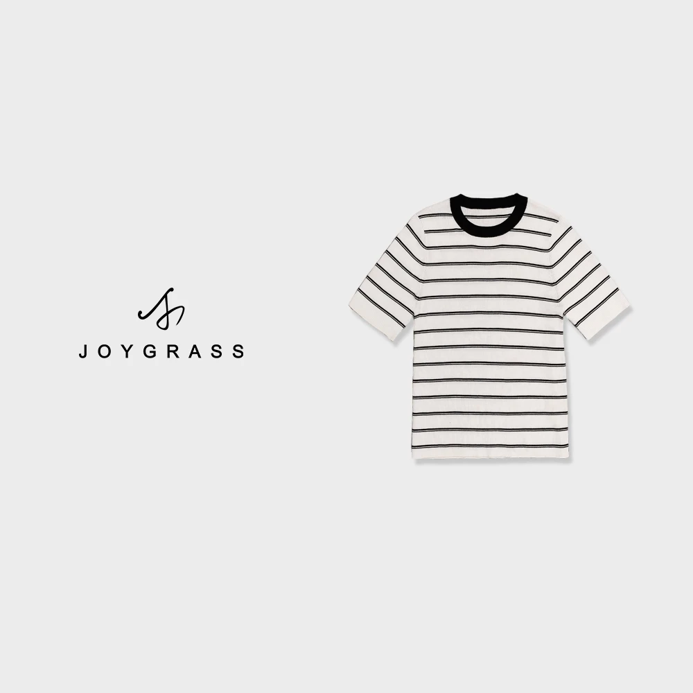 “海魂衫”JOYGRSS简净条纹圆领T恤针织衫Z-05329