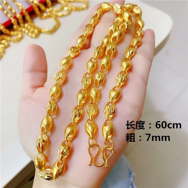 铜合金吊坠 项链链子麦穗瓜子链男款男士时尚长款