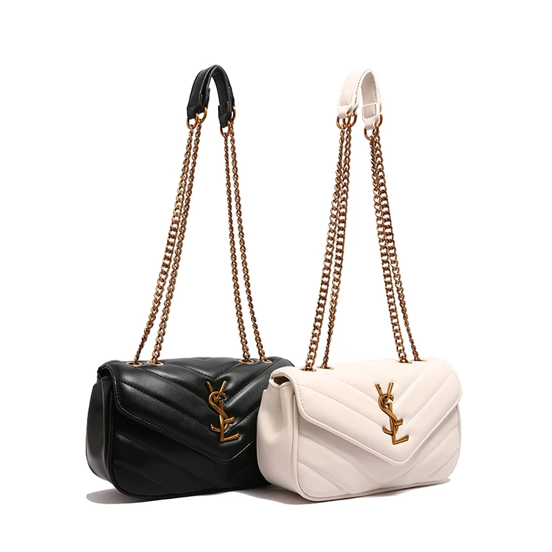 跨境风潮单肩腋下包巧克力色包包车缝线