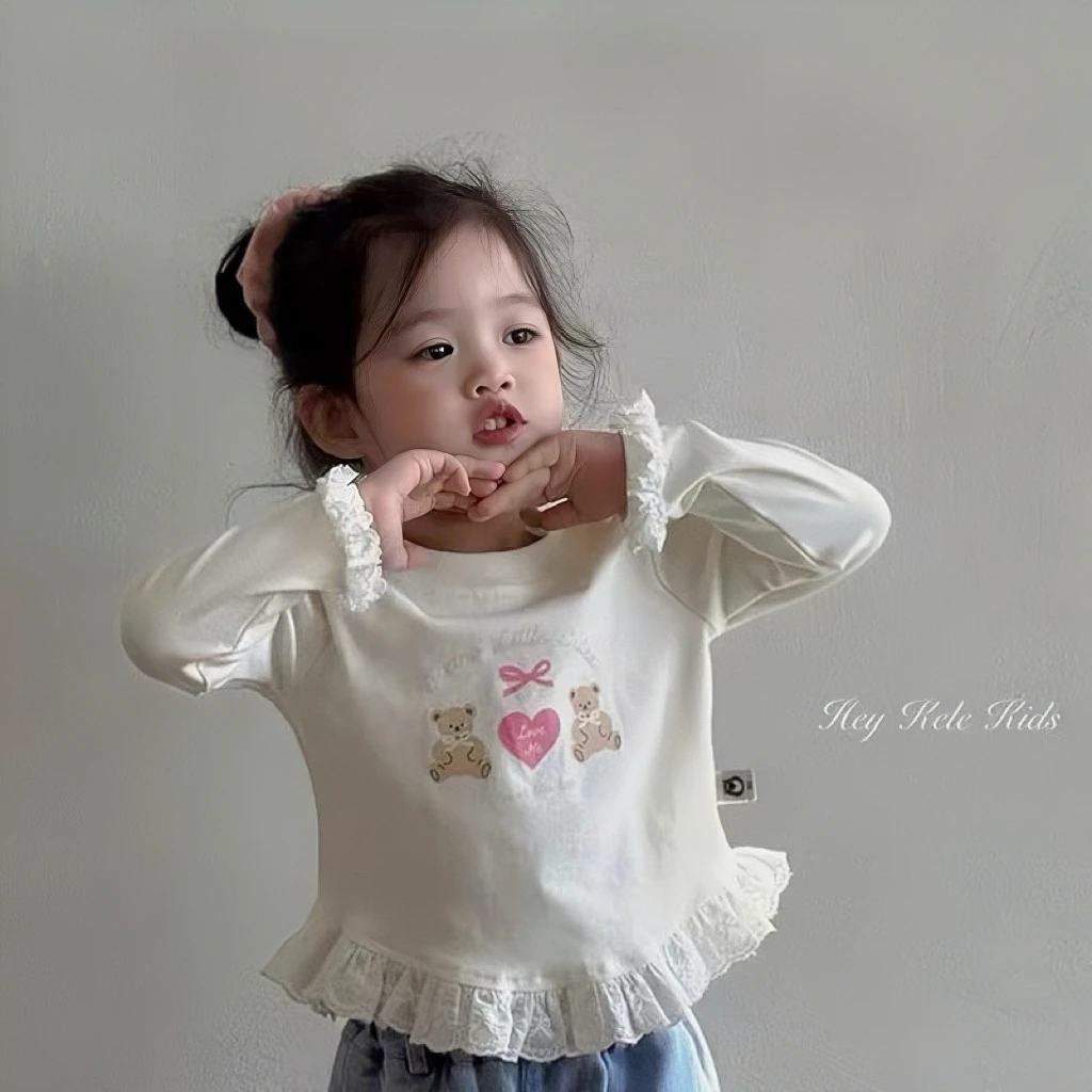 圆领百搭长袖卡通动漫休闲女T恤上衣春秋女宝女童套头