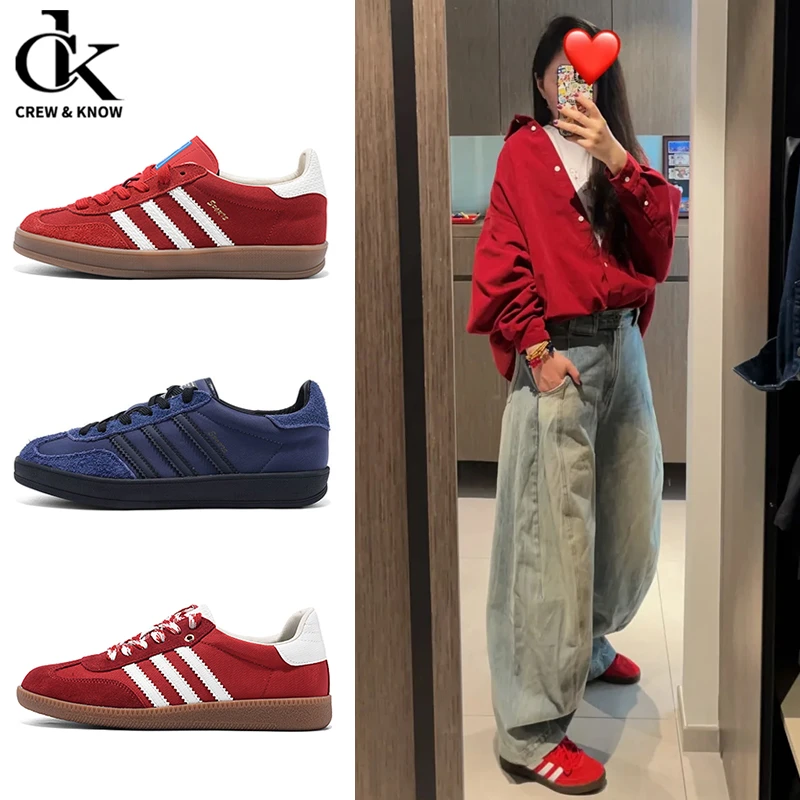 【官方正品】复古德训鞋女鞋2025新款爆款超火厚底百搭红色板鞋