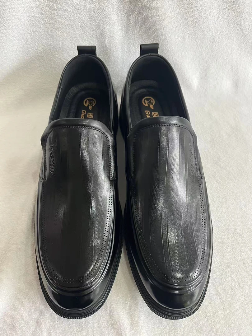 透气真皮素面套脚休闲男皮鞋子百搭