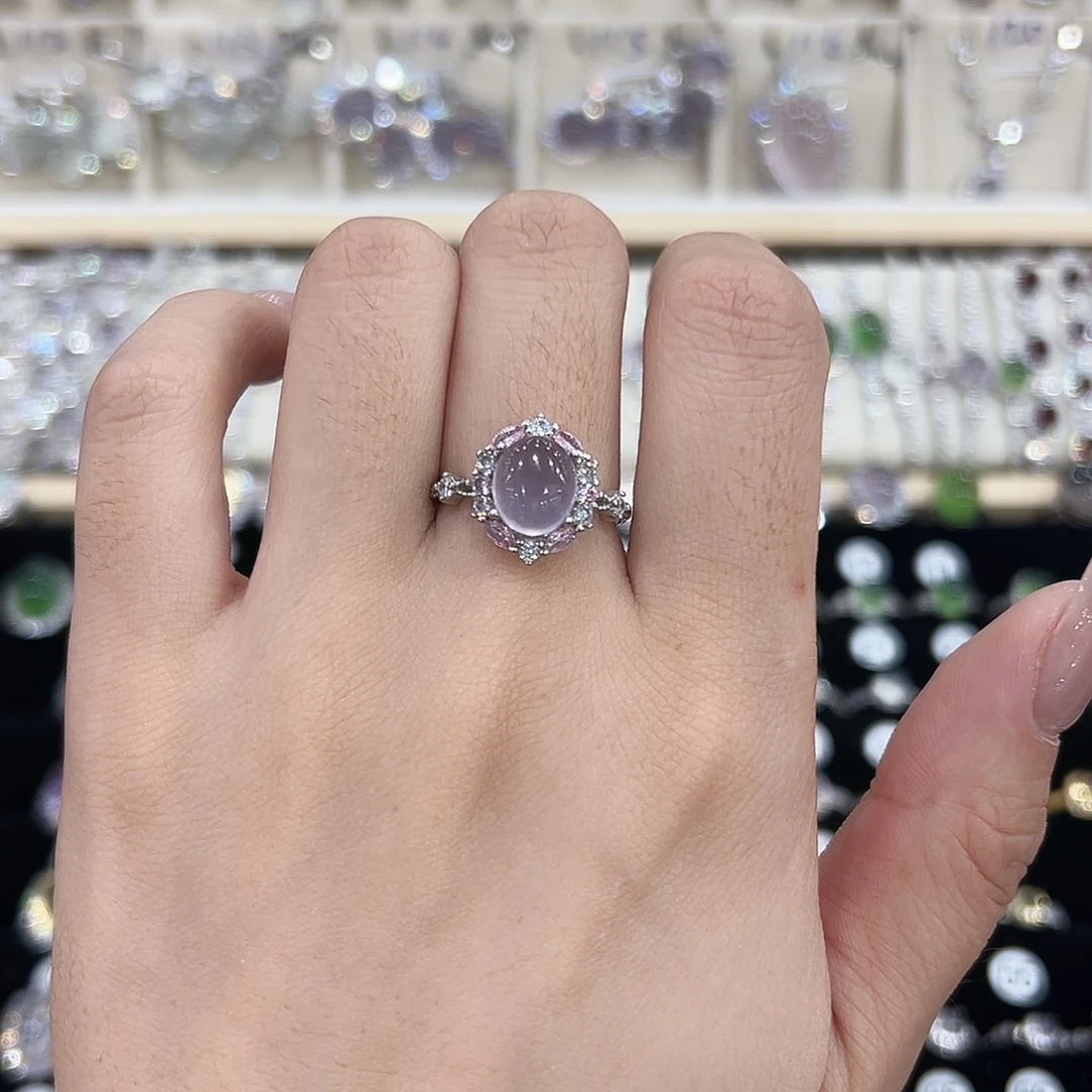 戒指萤石银S925镶嵌