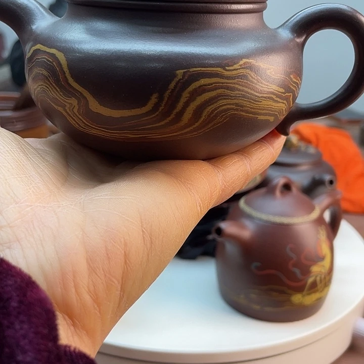紫砂茶壶仿古壶 绞泥工艺