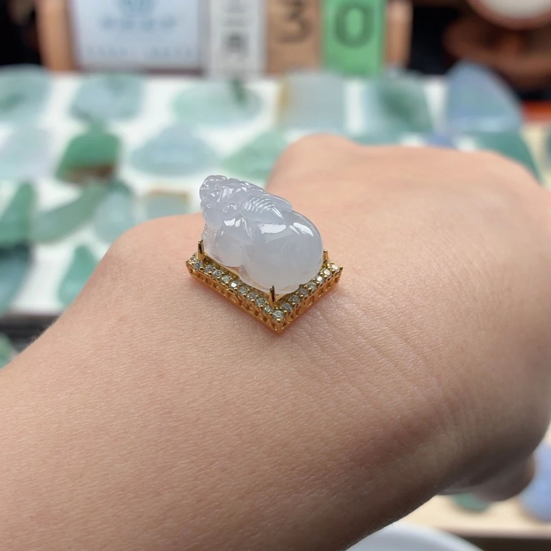 昙***花定制翡翠银S925镶嵌