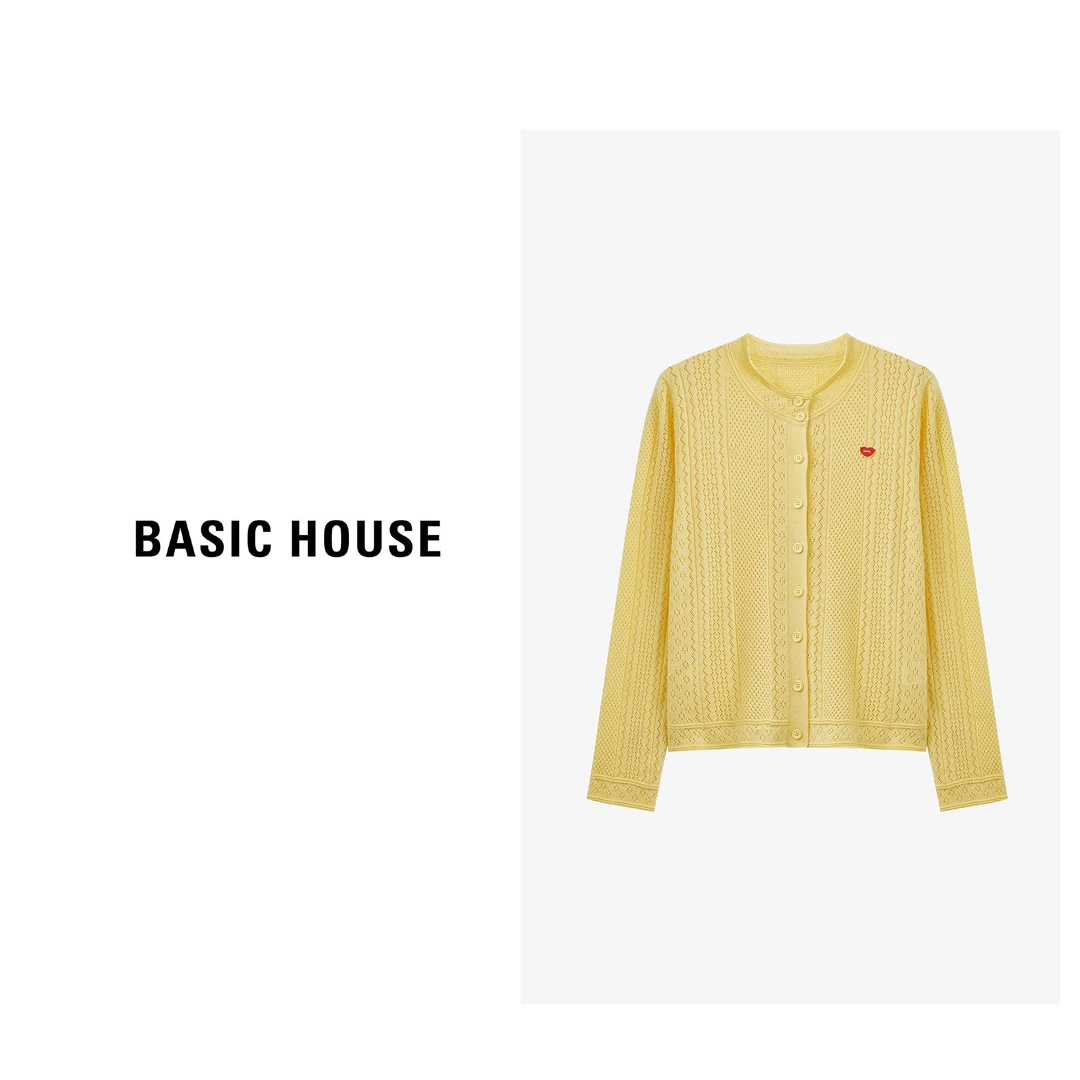 Basic House/百家好新款时尚假两件开衫针织衫-B0625H5N922