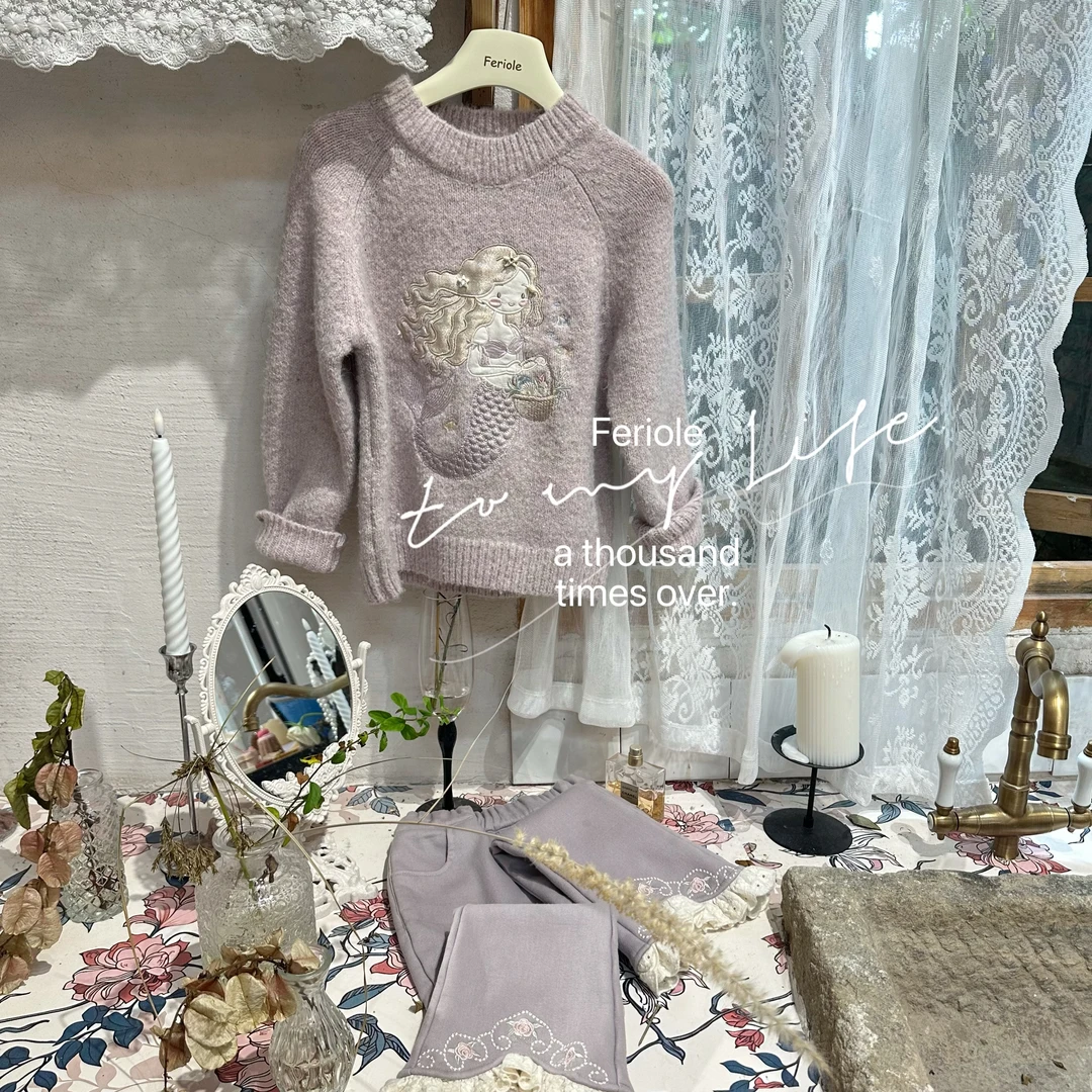 【YS】FLL-53639-儿童韩系百搭刺绣毛衣(冬款)