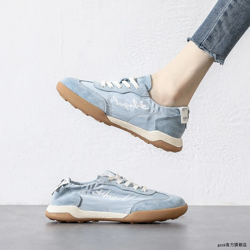 西班牙小众女款柔软轻便透气帆布阿甘休闲运动小白鞋舒适好穿适合