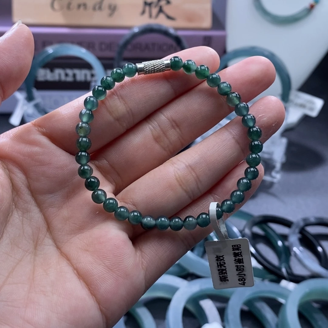 翡翠未镶嵌手镯珠链