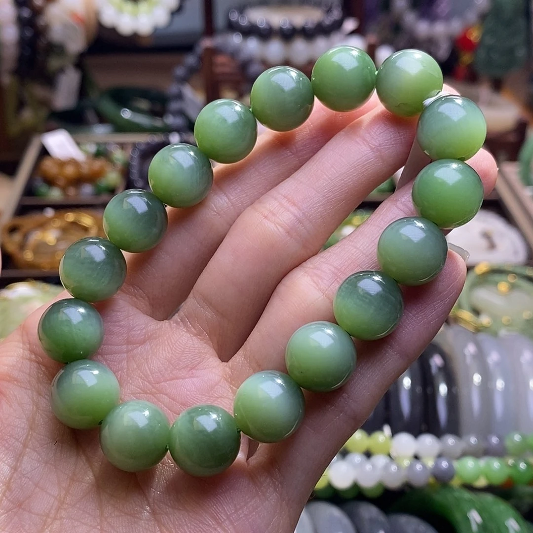 颈饰未镶嵌和田玉碧玉猫眼手串12MM