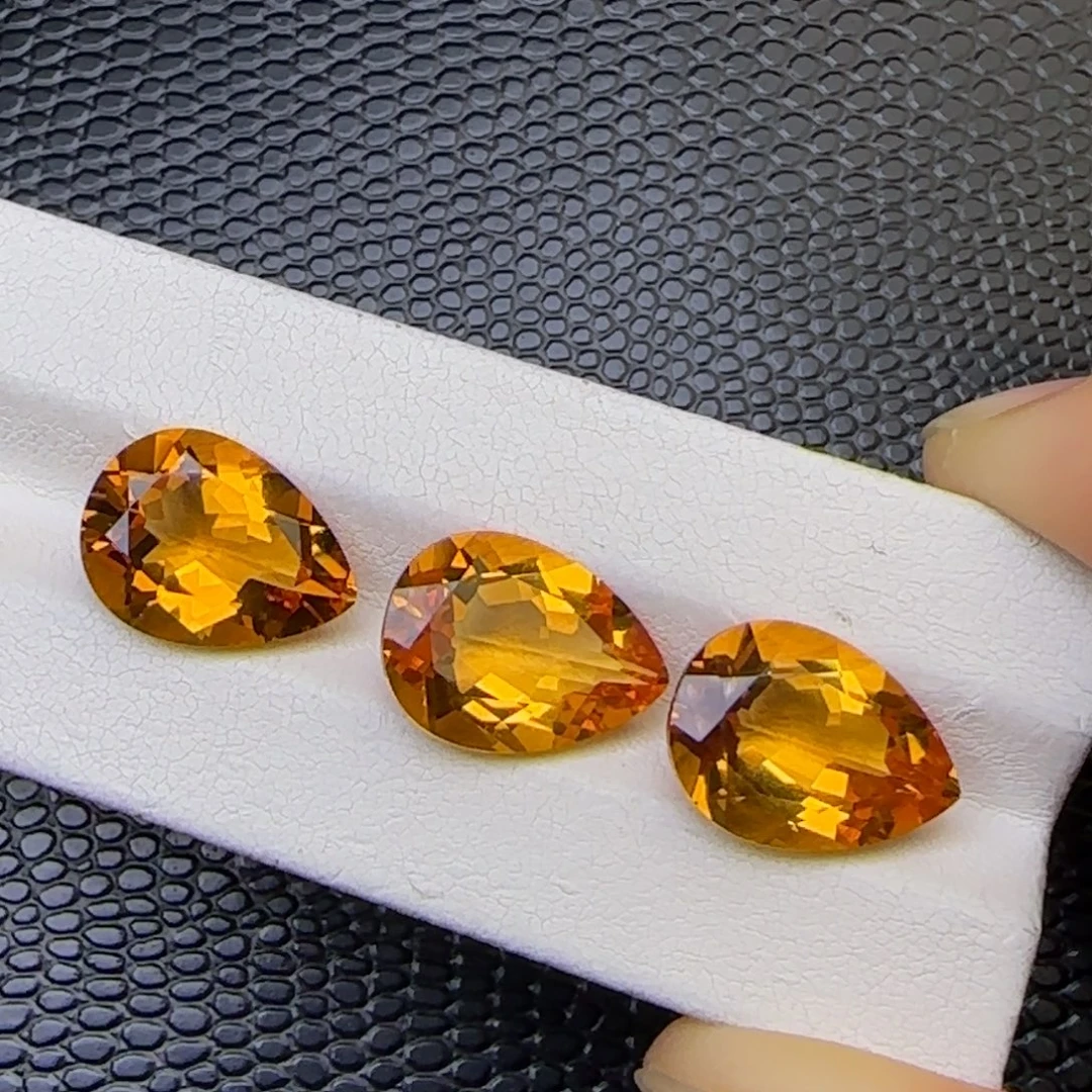 黄晶珠宝半成品未镶嵌11*15毫米 多样性随机发一颗