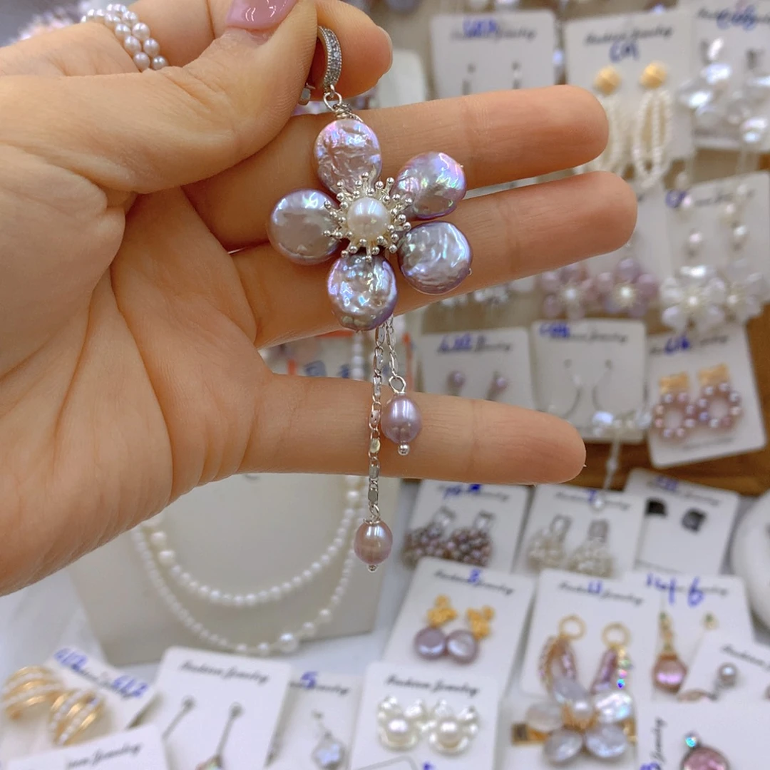 淡水珍珠耳饰银S925镶嵌