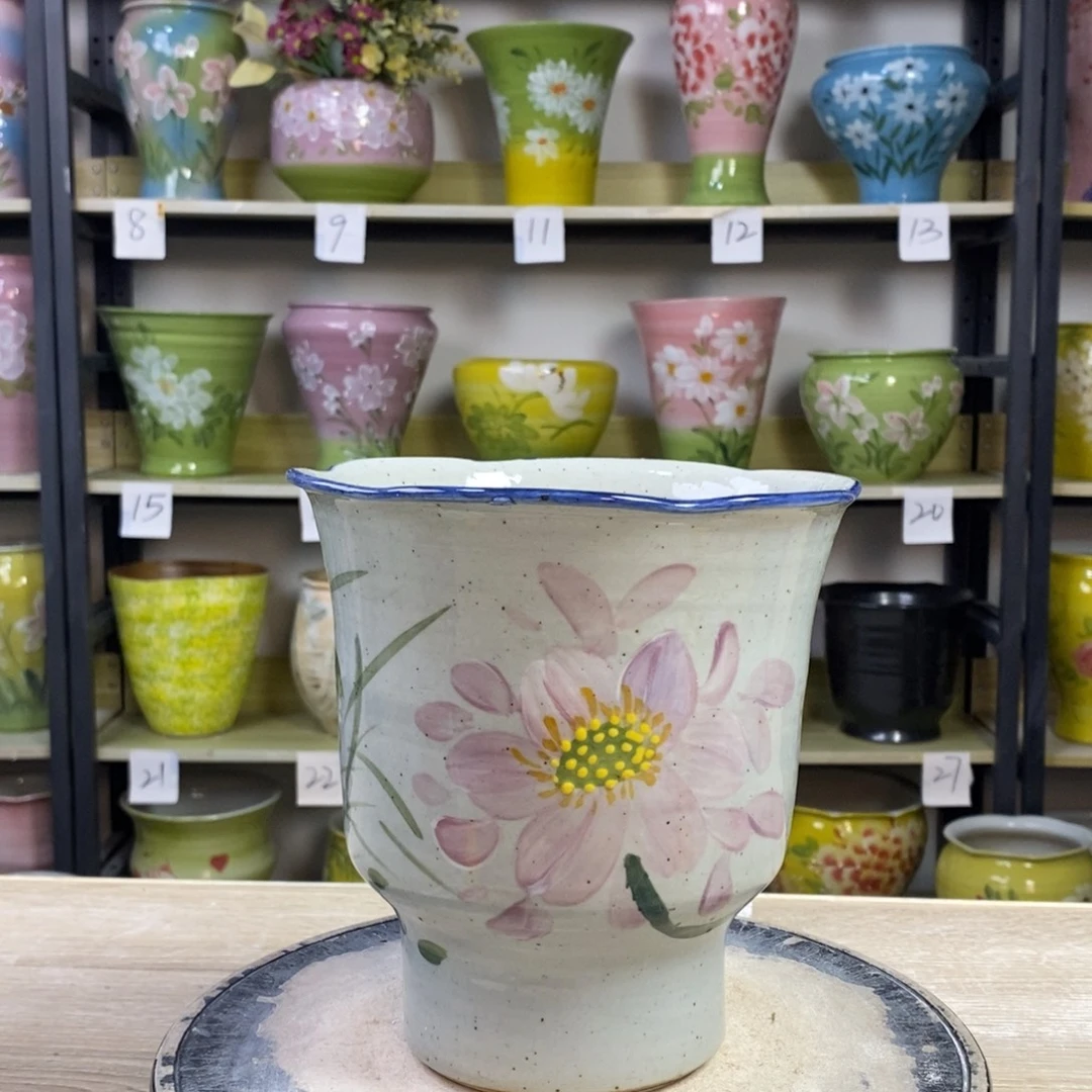 景德镇手工手绘陶瓷花盆