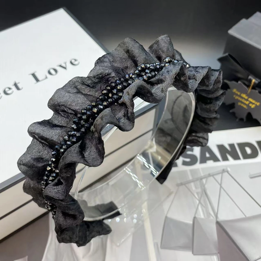 2025网红蕾丝发箍黑色百搭洗脸压发头箍韩版简约时尚重工带齿发卡