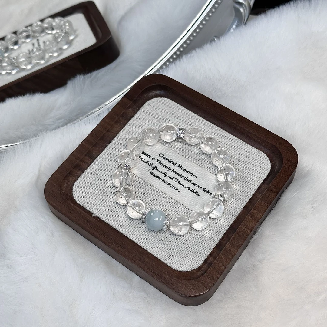 xy214 冰岛极夜海蓝宝白水晶手串