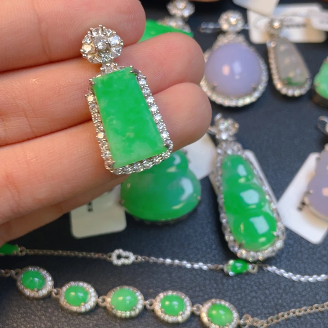 翡翠银S925镶嵌吊坠(不含链)