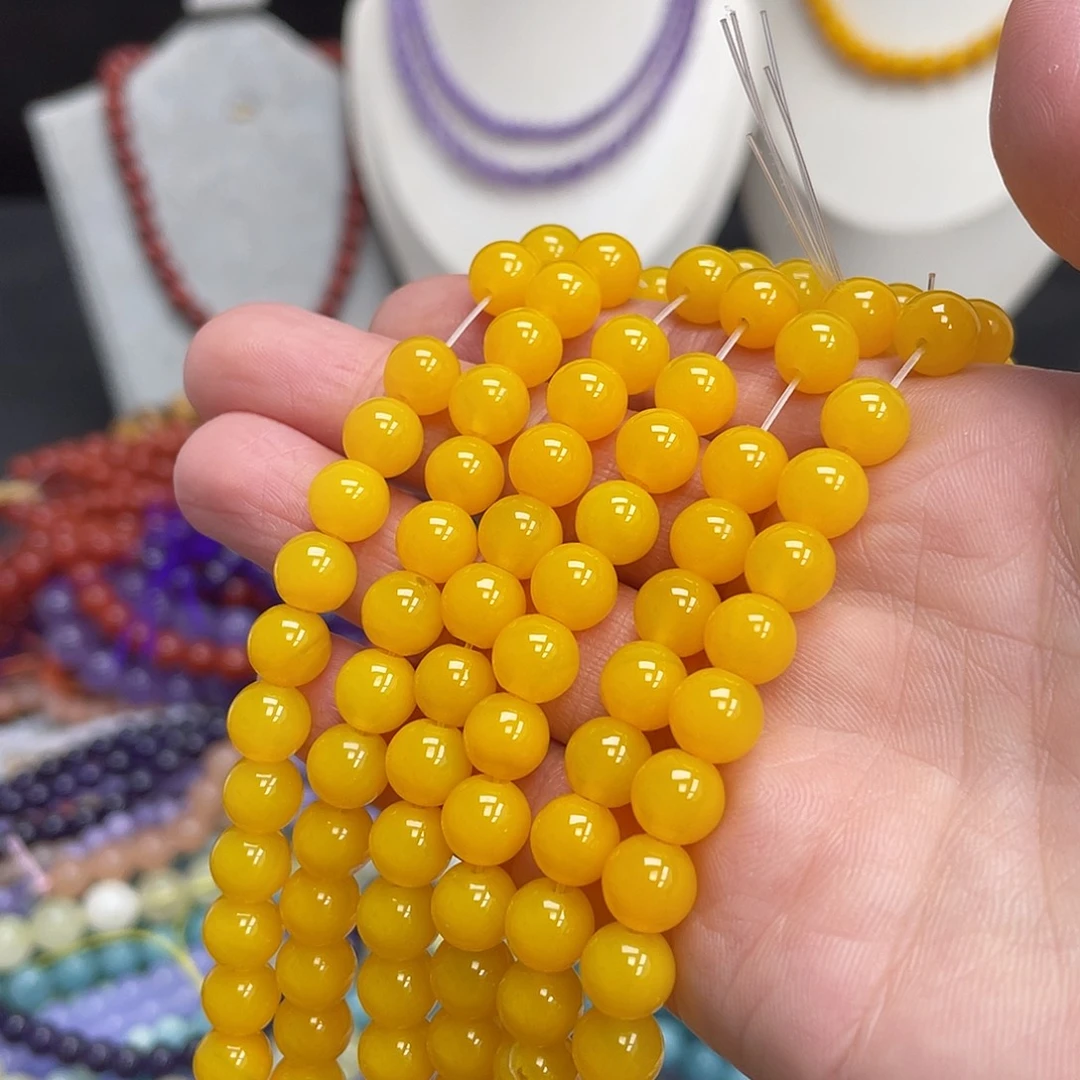 玛瑙/玉髓未镶嵌半成品黄玛瑙8m