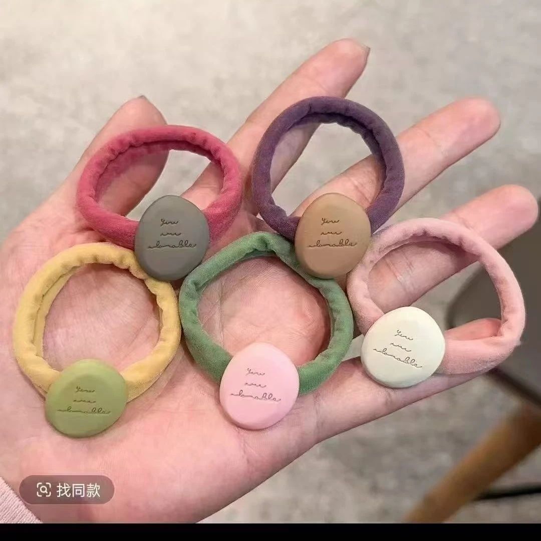 日韩ins风甜美系彩色字母发绳加粗高弹力牛奶丝新款耐用面膜发圈