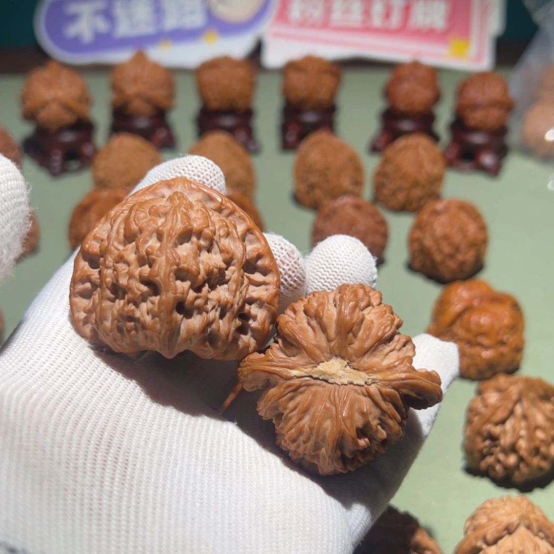 文玩核桃把件46白狮子三角白木塞底（微修）