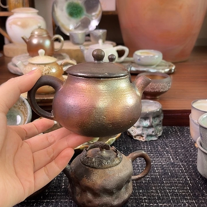 柴烧铁胎七彩泡茶壶