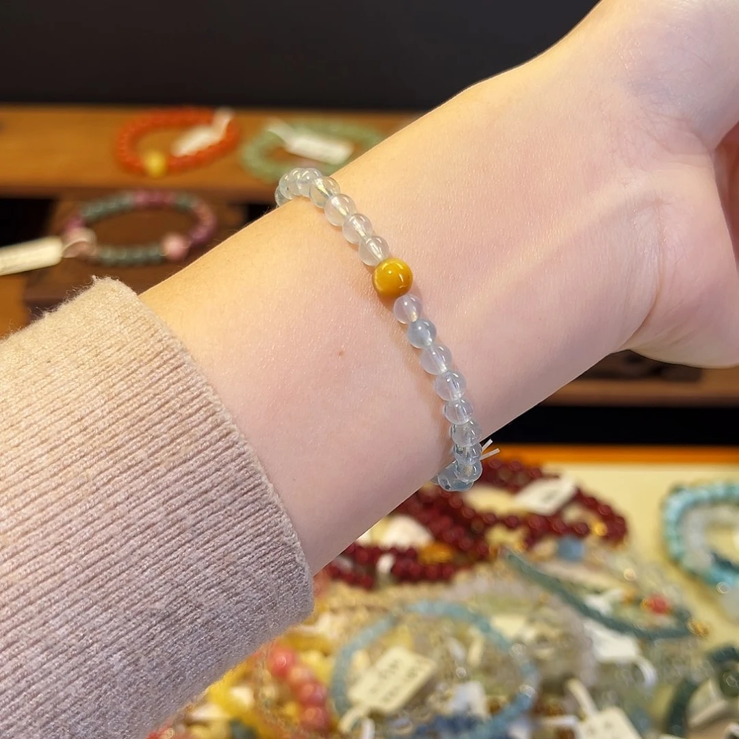 水晶手链银S925镶嵌海蓝3003