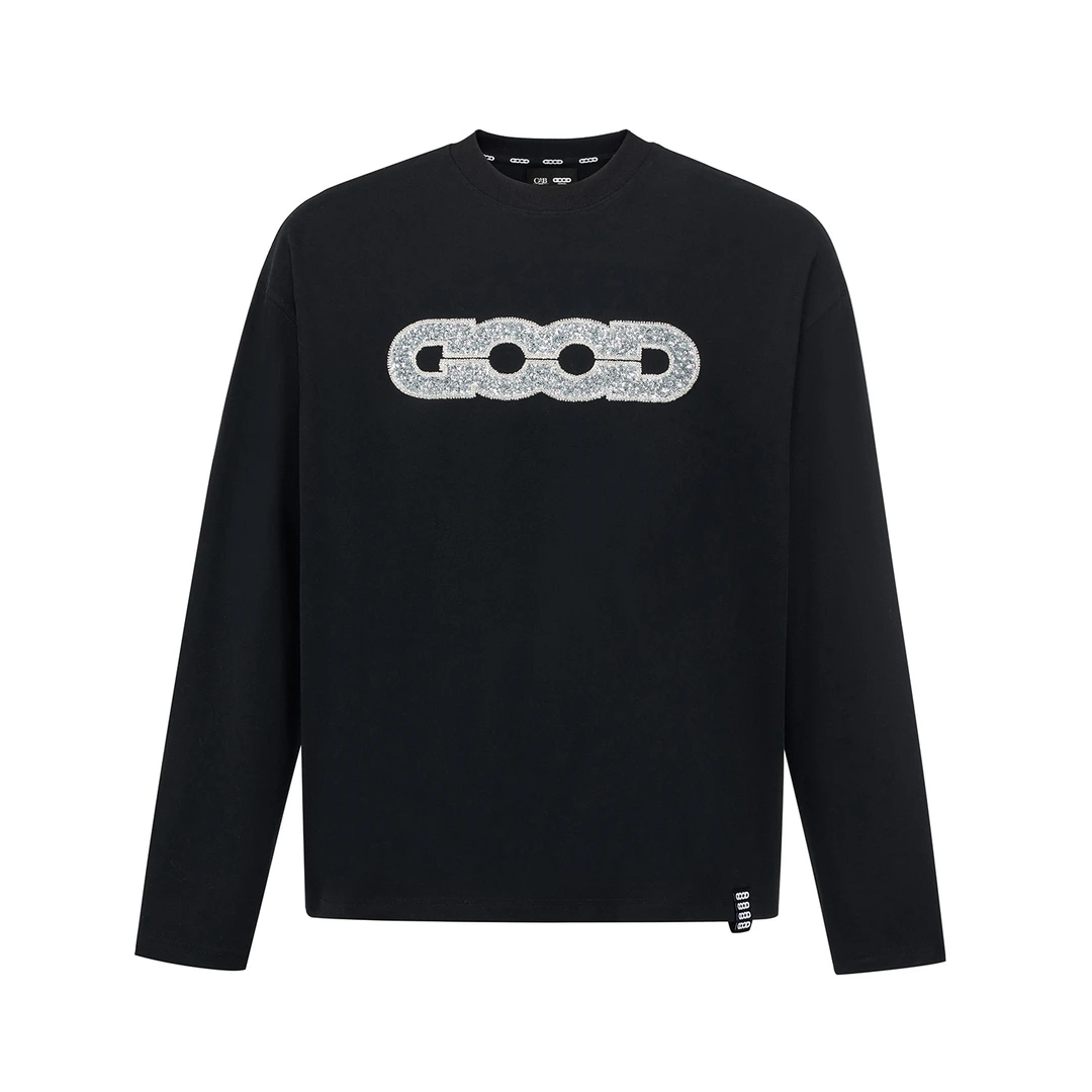 GB-GOODBRAND 2025FW GOOD地图亮片绣基础logo长袖 男女同款