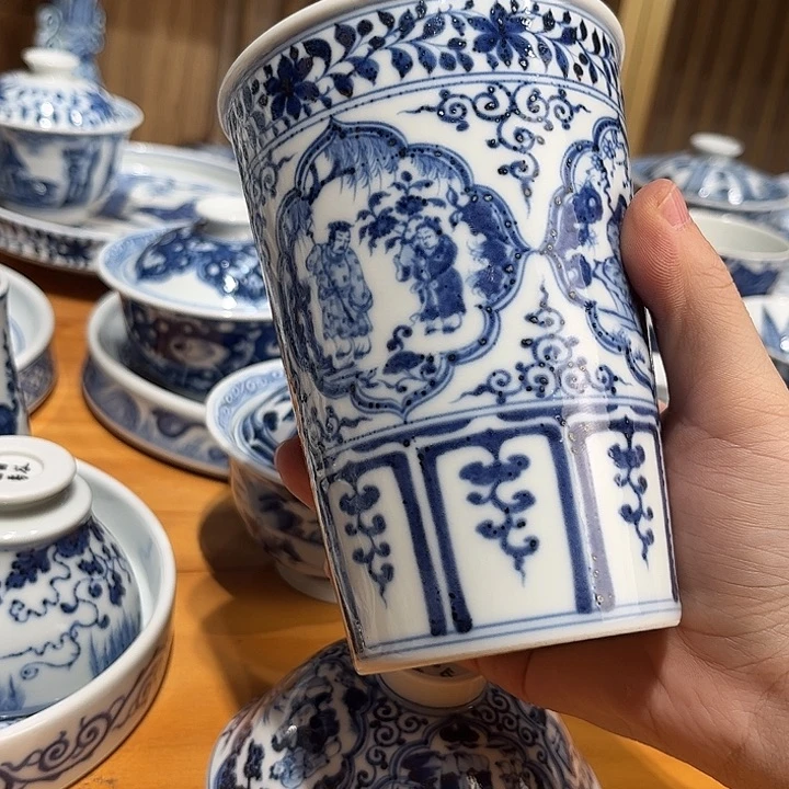 低*瓜瑕疵柴窑四爱图可乐杯