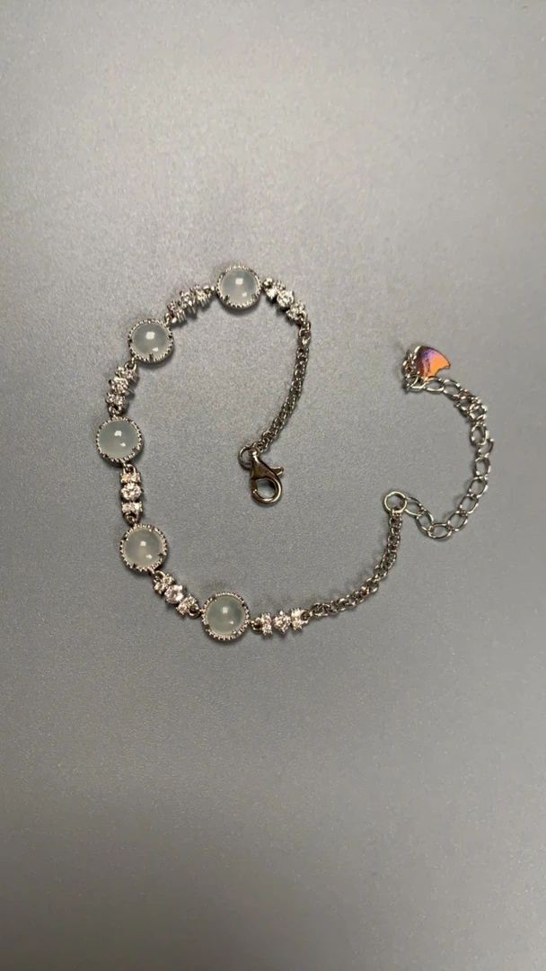 银镶手链白冰蛋面