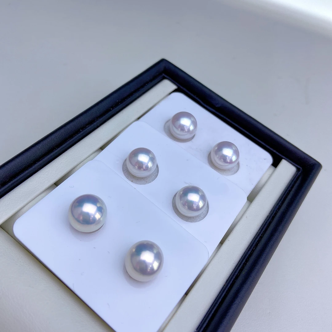 10-11mm正圆极光基本无暇爱迪生耳钉 亮瞎眼的存在赛奥白多样性