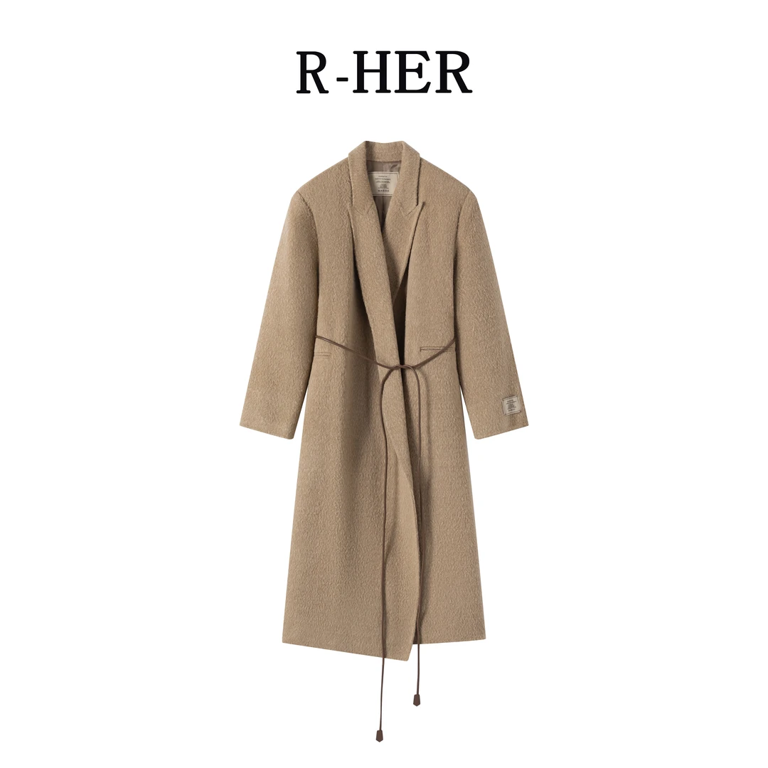 R-HER【苏力秀场大衣】老钱美拉德时髦宽松羊毛大衣长款气质外套
